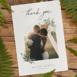Botanical Foliage Olive Green Wedding Photo Thank You Card<br><div class="desc">Botanical Foliage,  wedding photo thank you card. Features,  template text lines for your names and personalized message.</div>