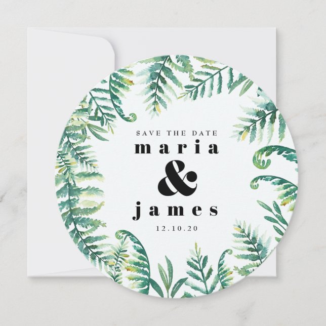 Botanical foliage photo save the date (Front)
