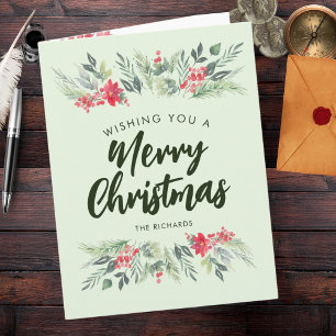 Botanical Foliage-themed Christmas Dinner Party Card