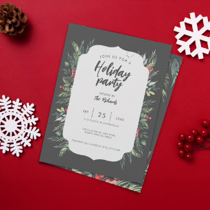 Botanical Foliage-themed Christmas Dinner Party Invitation