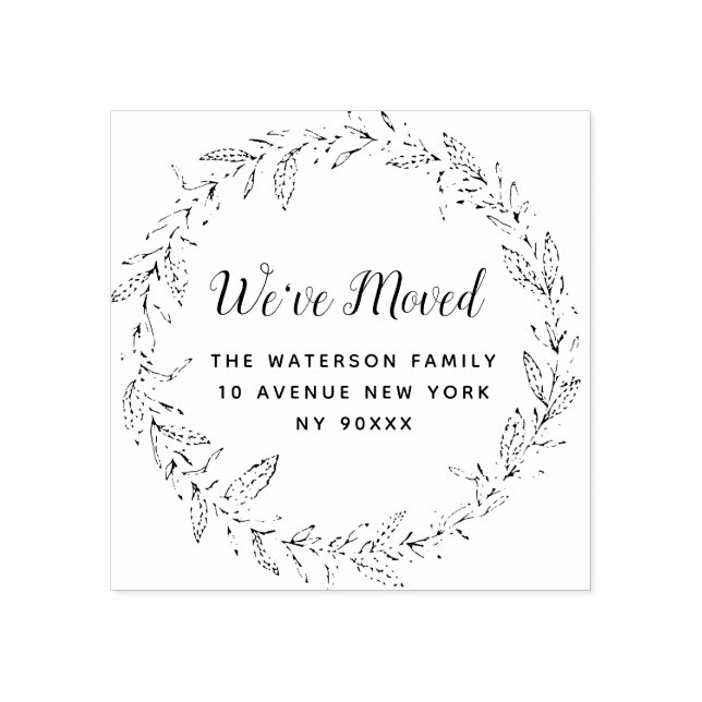botanical foliage We've moved new address Rubber Stamp (Imprint)