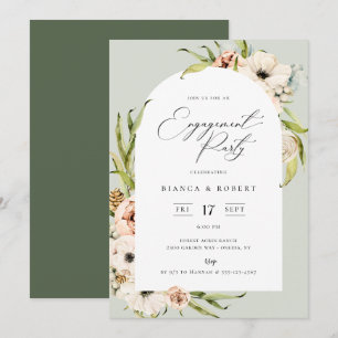 Botanical Forest Floral Frame Engagement Party Inv Invitation