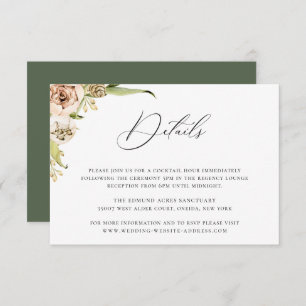 Botanical Forest Floral Wedding Details Card