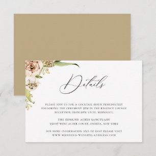 Botanical Forest Floral Wedding Details Card