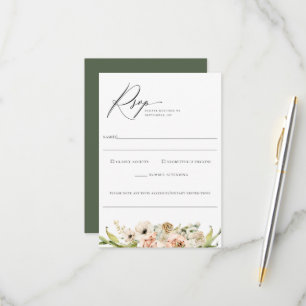 Botanical Forest Floral Wedding Food Allergy Rsvp Card