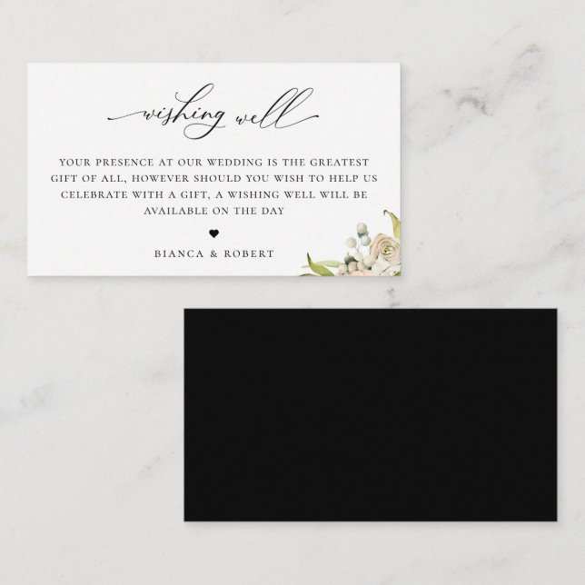 Botanical Forest Floral Wedding Wishing Well Enclosure Card (Front/Back)