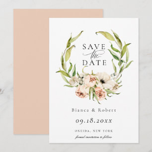 Botanical Forest Floral Wreath Save The Date Annou Announcement
