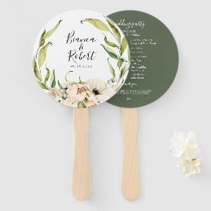 Botanical Forest Floral Wreath Wedding Hand Fan