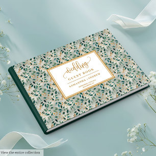 Botanical Forest Green And Gold Wedding Guest Book