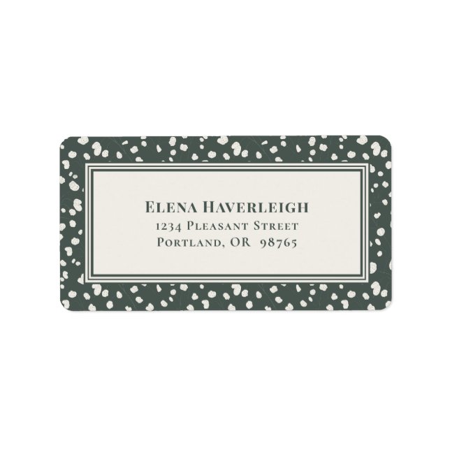 Botanical Forest Green Wildflower Lunaria Custom Label (Front)