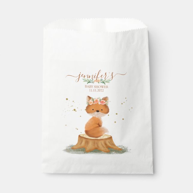 Botanical Fox Baby Shower Favour Bag (Front)
