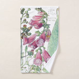 Botanical Foxglove Flowers Bath Towels