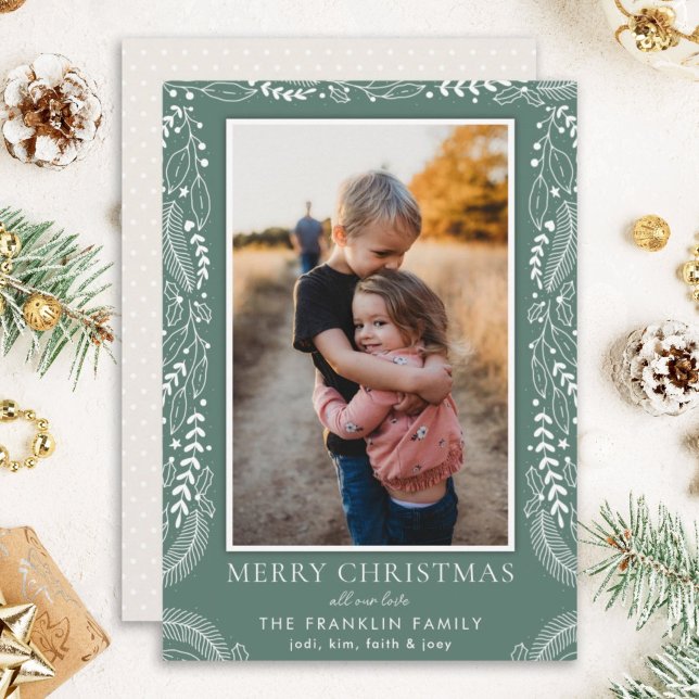botanical frame photo holiday cards (Creator Uploaded)