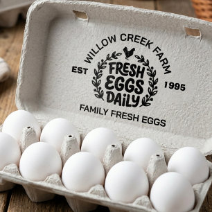 Botanical Fresh Eggs Daily Family Farm  Rubber Stamp