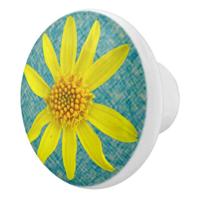Botanical Fresh Yellow Wildflower on any Colour Ceramic Knob (Right)
