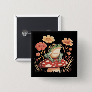 Botanical Frog Lovers Gifts Floral Flower Nature 2 Inch Square Button