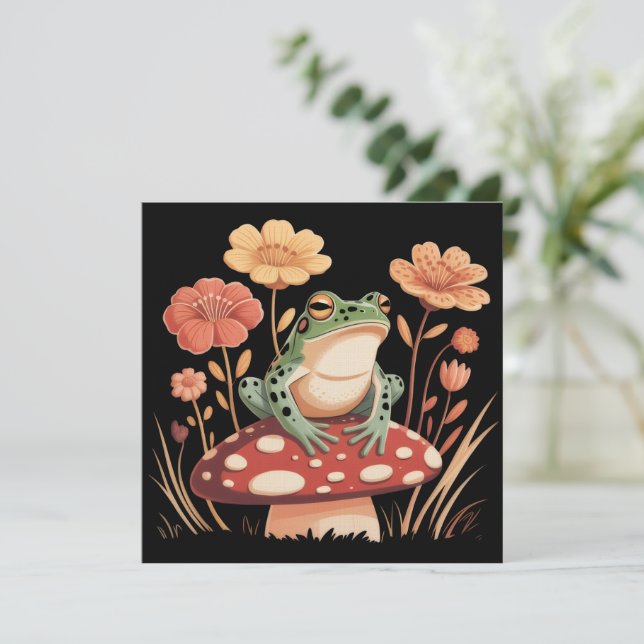 Botanical Frog Lovers Gifts Floral Flower Nature Invitation (Standing Front)