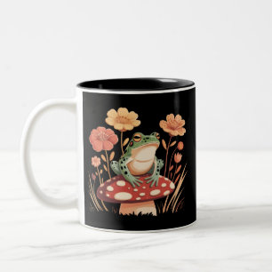 Botanical Frog Lovers Gifts Floral Flower Nature Two-Tone Coffee Mug
