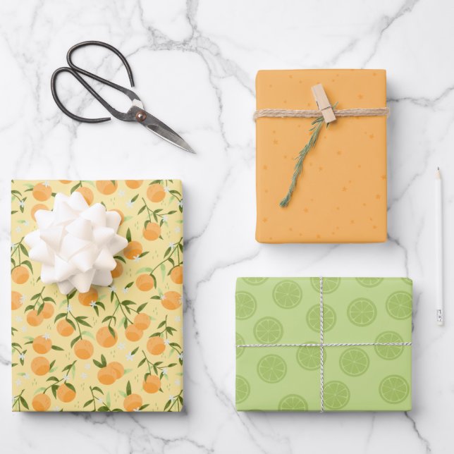 botanical fruit-growing season oranges and picnic wrapping paper sheet (Front)