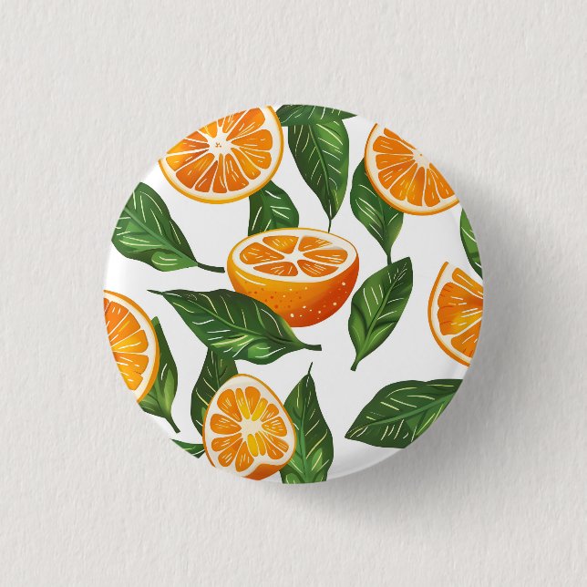 Botanical Fruit Orange Citrus Seamless 1 Inch Round Button (Front)