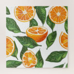 Botanical Fruit Orange Citrus Seamless Jigsaw Puzzle<br><div class="desc">Juicy orange slices and fresh green leaves arranged in a lively botanical composition.</div>