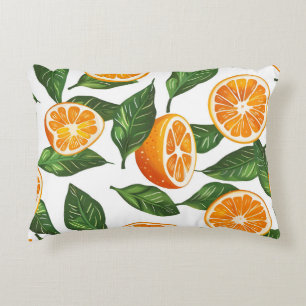 Botanical Fruit Orange Citrus Seamless Pattern Accent Pillow