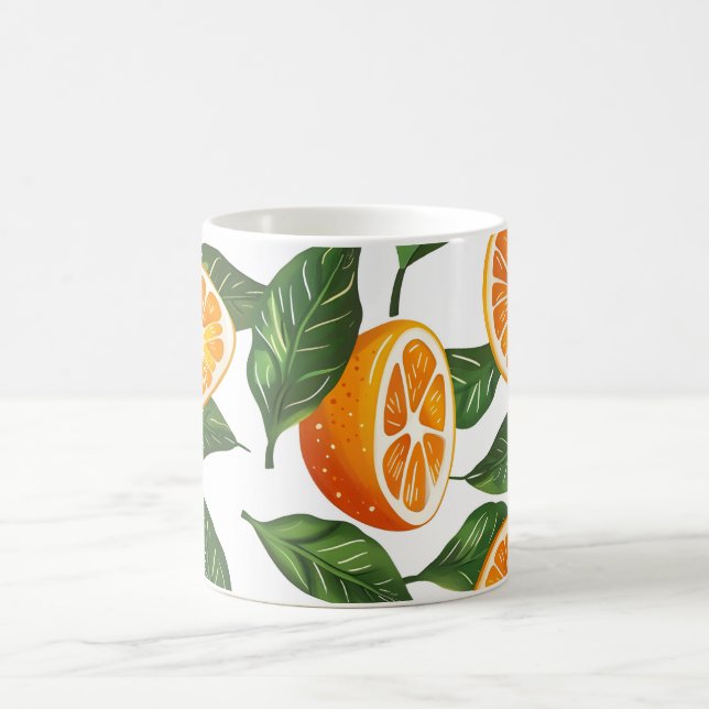 Botanical Fruit Orange Citrus Seamless Pattern Coffee Mug (Center)