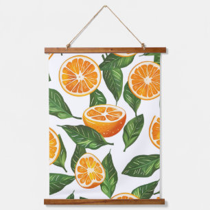 Botanical Fruit Orange Citrus Seamless Pattern Hanging Tapestry