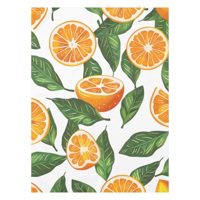 Botanical Fruit Orange Citrus Seamless Pattern Tablecloth (Front)