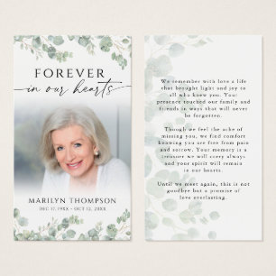 Botanical Funeral Memorial Photo Prayer Card