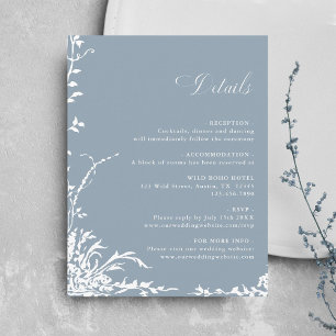 Botanical Garden Dusty Blue Wedding Details Enclosure Card