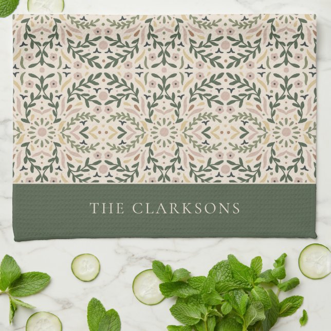 Botanical Garden Floral Kitchen Towel (Folded)