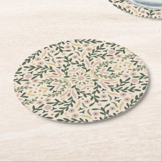 Botanical Garden Floral Round Paper Coaster