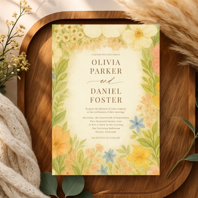 Botanical Garden Floral Wildflower Wedding Invitation (Creator Uploaded)