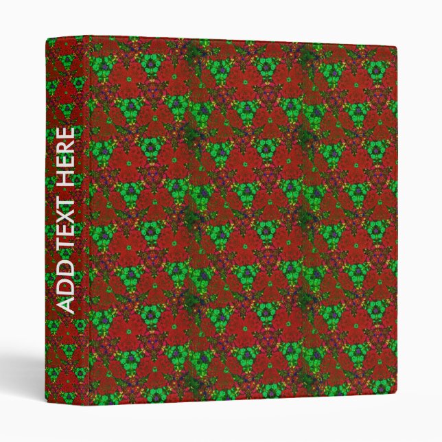 Botanical Garden Flower Kaleidoscope Red Green Binder (Front/Spine)