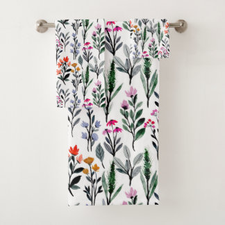 Botanical garden for nature lovers Elegant white  Bath Towel Set