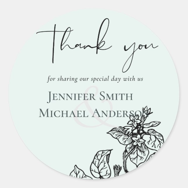 Botanical Garden Leaves Budget Wedding Classic Round Sticker (Front)