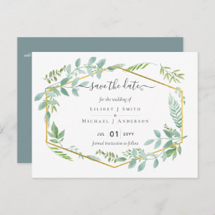 Botanical Garden Leaves Greenery Wedding Postcard