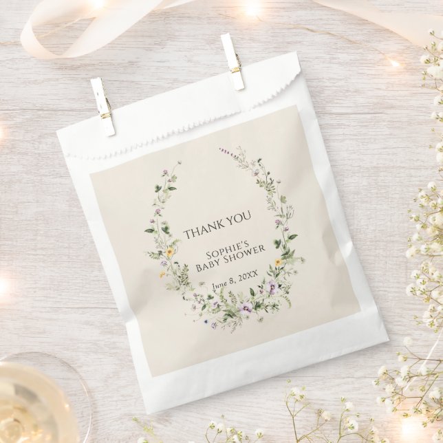 Botanical Garden Little One In Bloom Baby Shower Favour Bag (Clipped)
