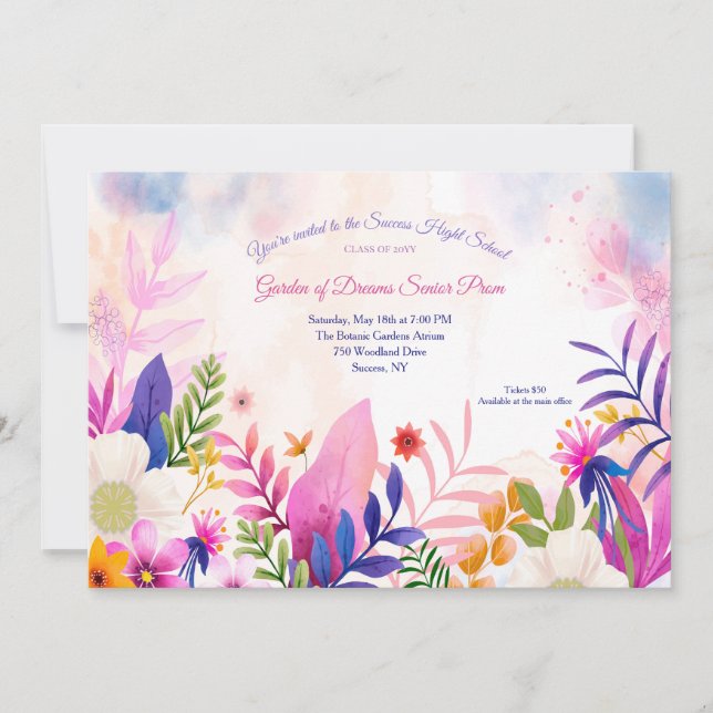 Botanical Garden of Dreams Prom Invitations (Front)