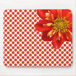 Botanical Garden Orange Dahlia Flower Mouse Pad