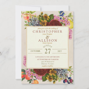 Botanical Garden Party Florals & Fruit Wedding Invitation