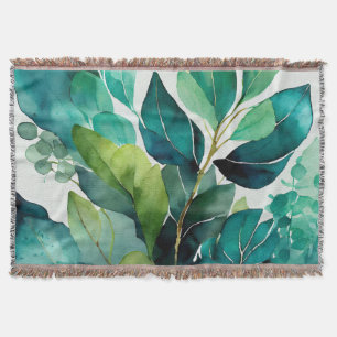 Botanical Garden Party Teal Green Throw Blanket