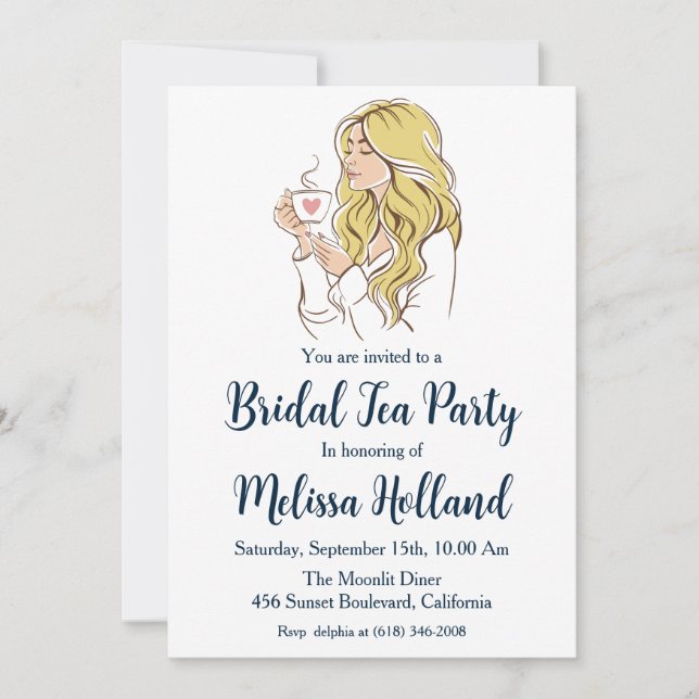 botanical garden tea party bridal shower invitation (Front)