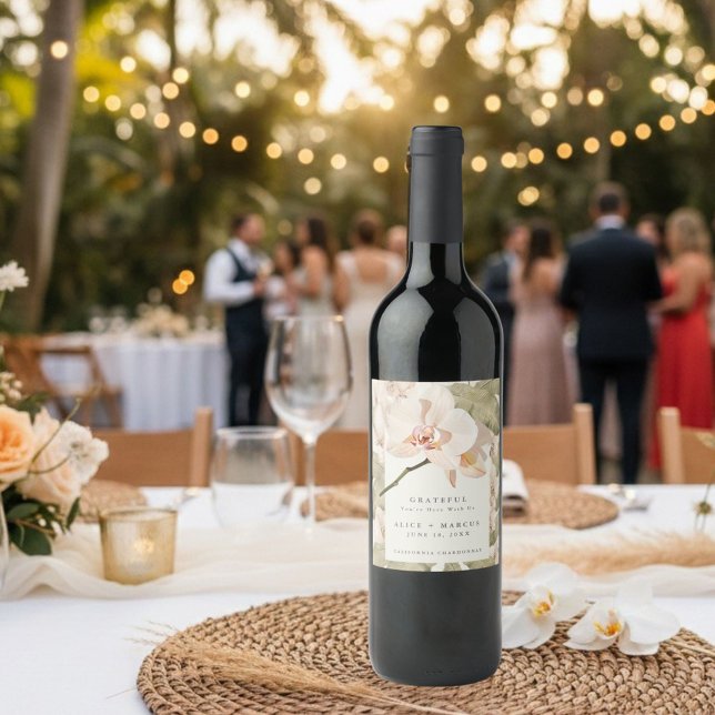 Botanical Garden Thank You Wedding  Wine Label (Creator Uploaded)