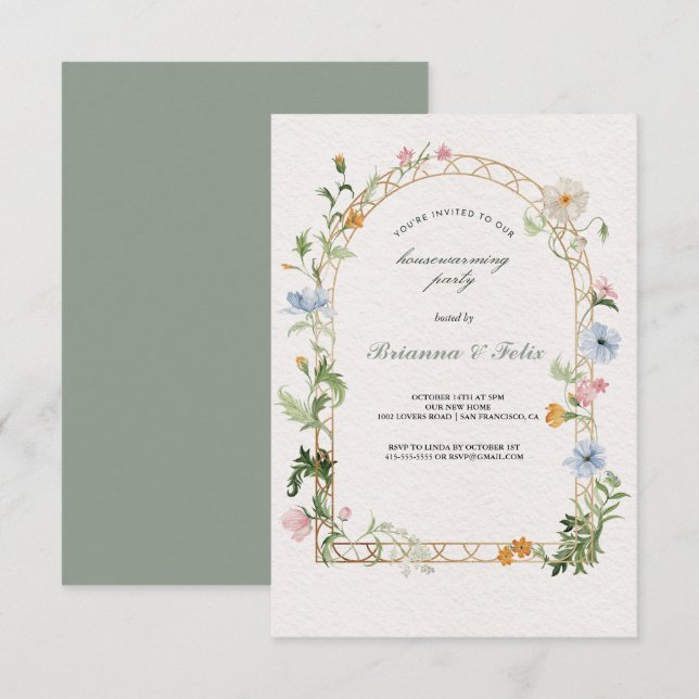 botanical garden Tropical Green Housewarming Party Invitation (Front/Back)