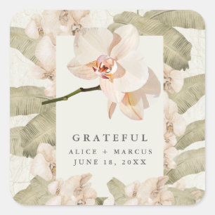 Botanical Garden Wedding Thank You Favor Square Sticker
