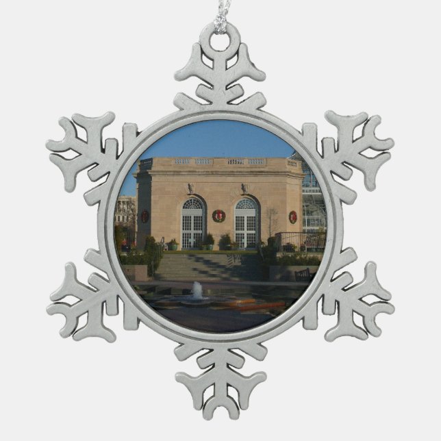 Botanical Gardens at Christmas in Washington DC Snowflake Pewter Christmas Ornament (Front)