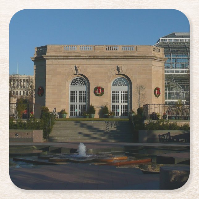 Botanical Gardens at Christmas in Washington DC Square Paper Coaster (Front)