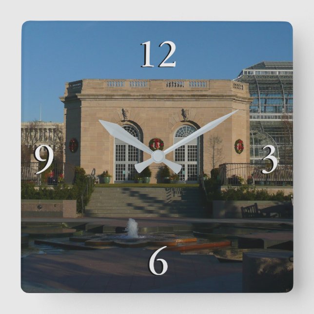 Botanical Gardens at Christmas in Washington DC Square Wall Clock (Front)